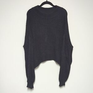 BP Black Mock Turtleneck Cable Knit Cropped Sweater